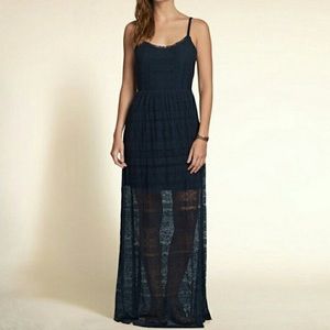 Hollister Maxi Navy Lace Dress size XS
